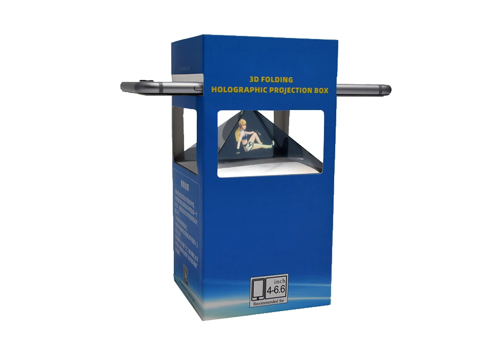 Custom logo 3D Holographic Display Pyramid Stands Projector  smartphone size 3d Hologram for Corporate  gift Product Display