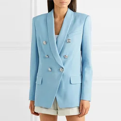 2020 new arrivals long sleeve double -breasted  shawl collar embellished ladies blazer