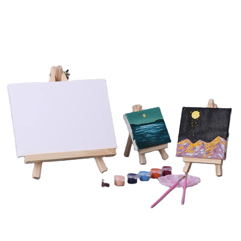 BYB Popular Kids Painting Art Canvas And Easel Set Shrink Pack Mini Canvas