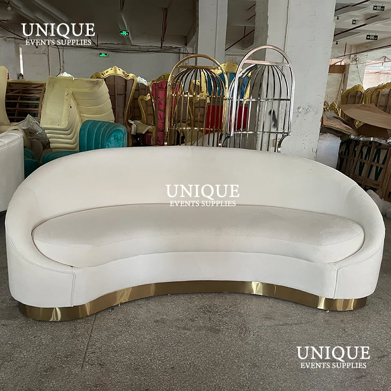 popular elegant velvet beige sofa set for bride and groom with ottomans 2 seaters sofa couch hotel use stage sofa for weddings