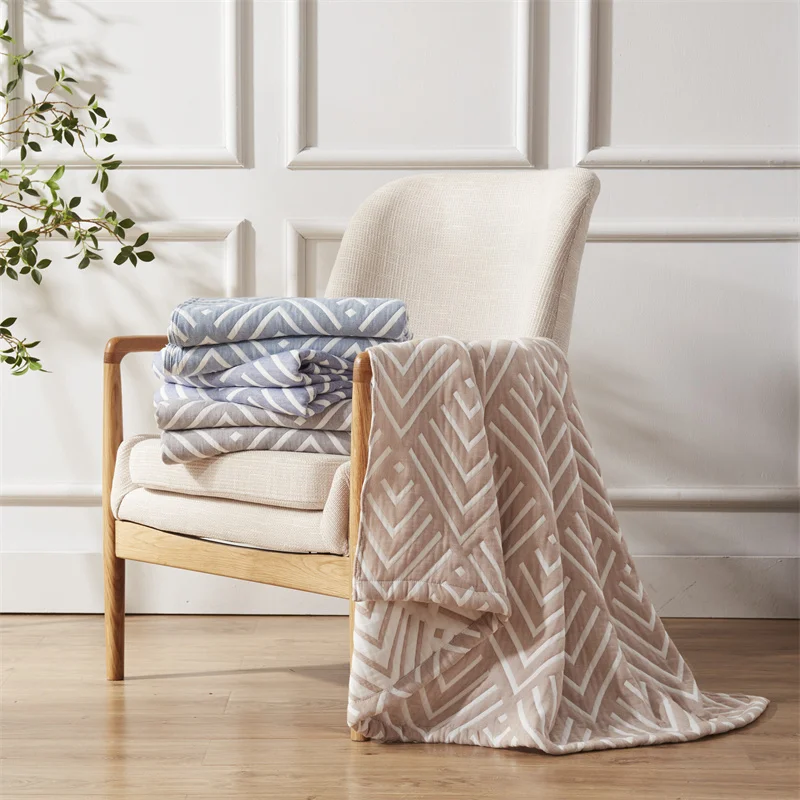 New Super soft breathable woven sofa cotton blanket  home decoration bed throw blanket 100% cotton baby blanket