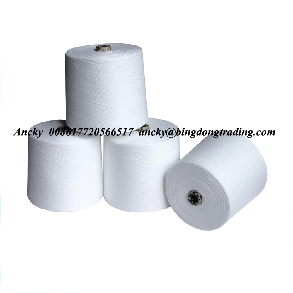 Bangladeshi Cheap 50s/2 50 2 50/2 Spining Paper Cone Wholesale 100% Virgin Ring Spun Polyester Yarn Raw White Bright Semi-Dull