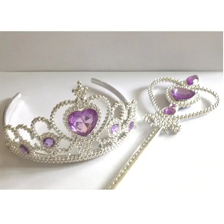 Girls princess cosplay accessories Golden crown+magic stick wand Kids Tiara