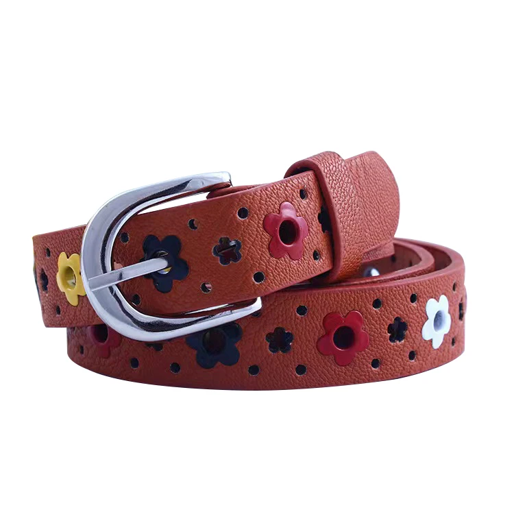 new style flower decoration children fashion metal buckle stocks kids designers belts for girls children