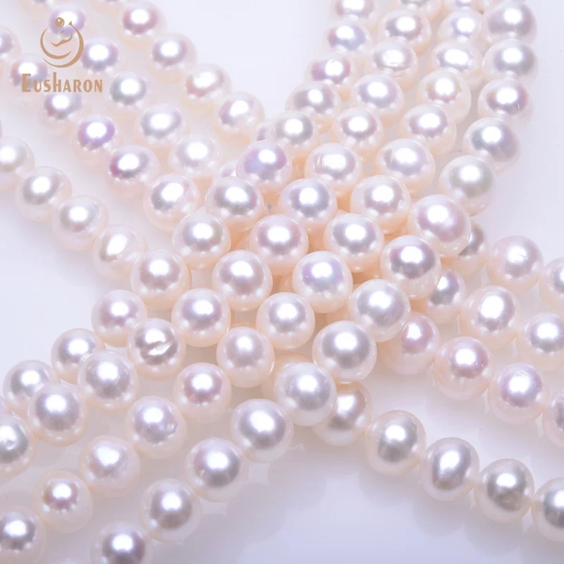 Wholesale 8-9 A+ White  Color Near Round Freshwater Pearl Beads Strand Of Women