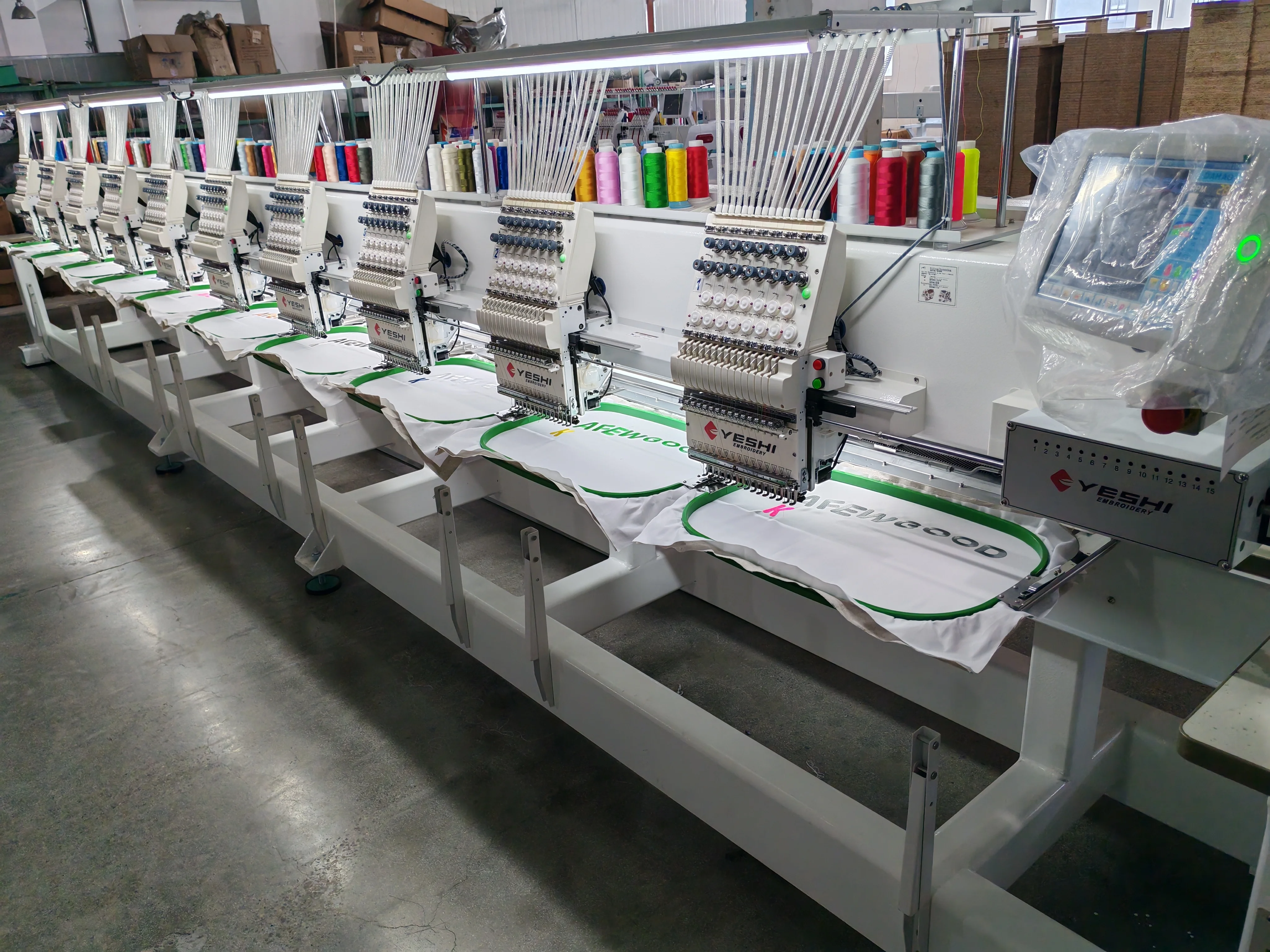 High Quality 1200 R.P.M Automatic Trimming 10 Heads Multi-needle Computerized Embroidery Machine