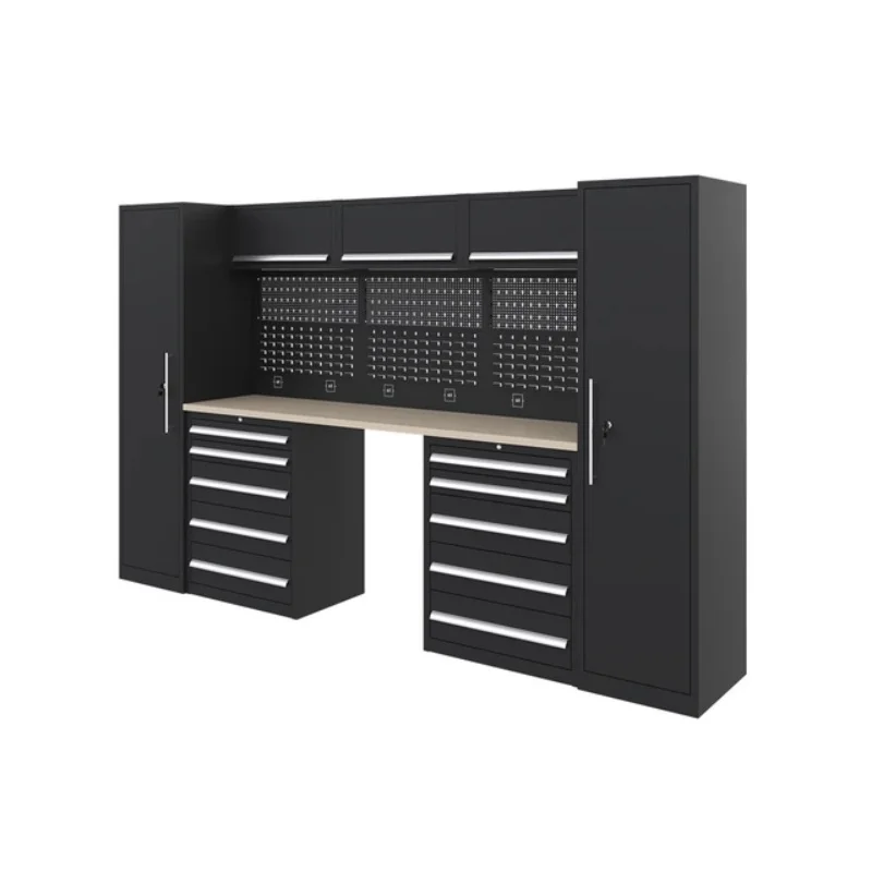 Customized Garage workshop workbench tool trolley cart metal DIY tool box cabinet modular Steel workbench with hanging box
