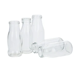 Wholesale Popular 250ml 350ml Mini Glass Jar Bottle Juice Milk Tea Glass Bottle Clear transparent Glass Bottle