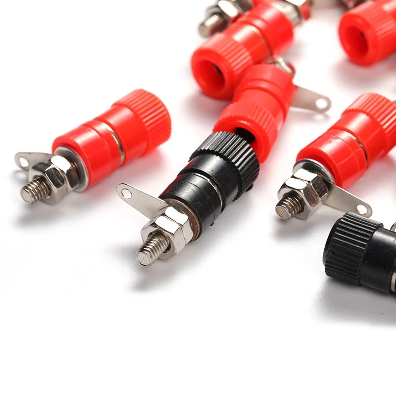 4mm Banana Socket Nickel Plated Binding Post Nut Banana Plug Jack Connector Red Black JS-910B Terminal JS919 Opening 8mm