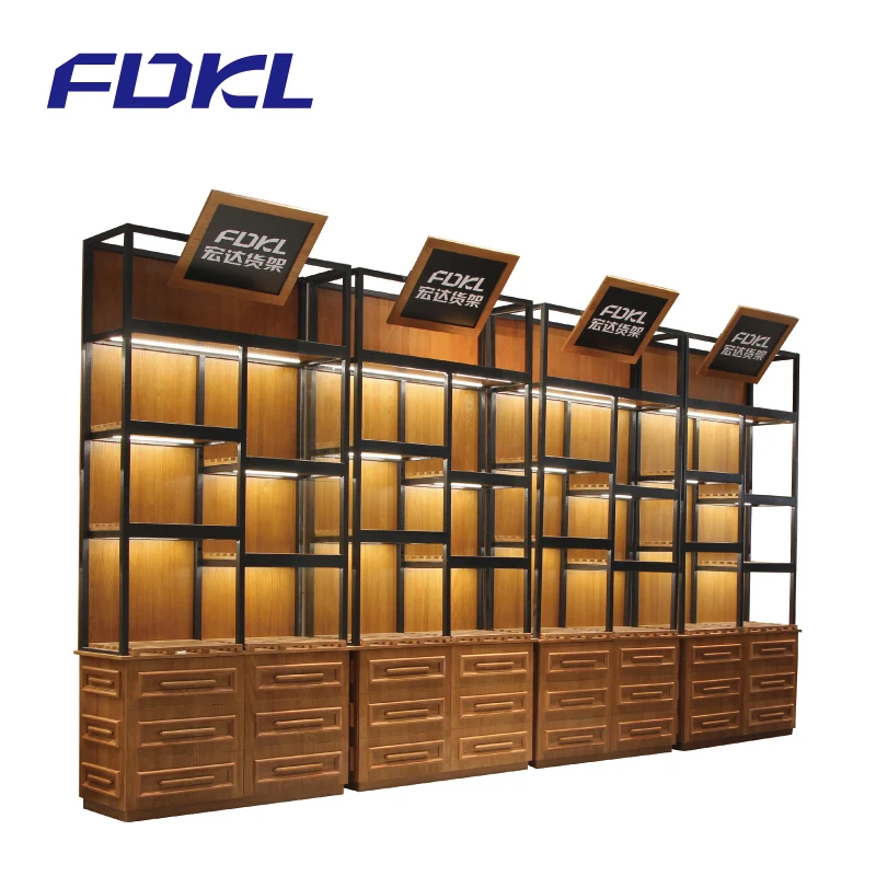 Высококачественная деревянная стойка для гондолы художественный дизайн пекарня супермаркет полка