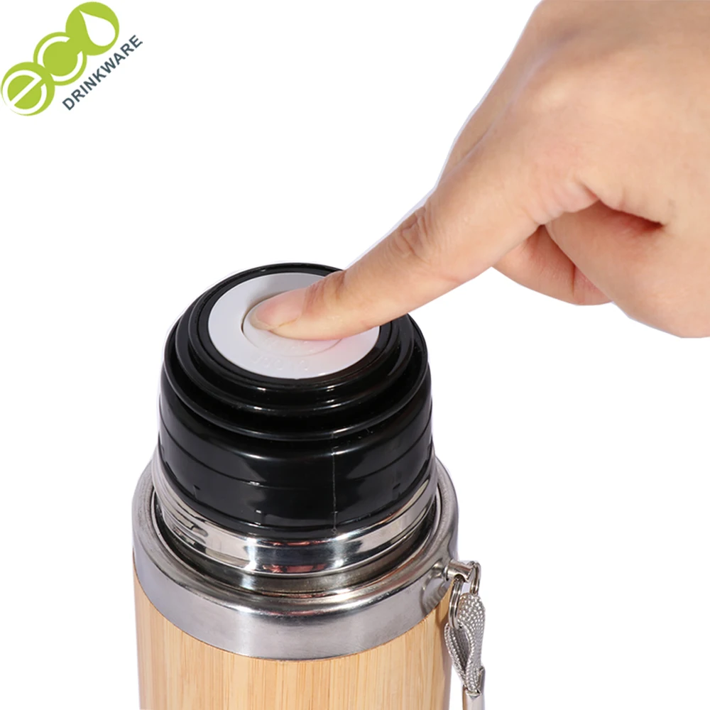 GB8085 450ML 2021 stocked  BPA free personalized bamboo laser logo thermo wood coffee cup with cap