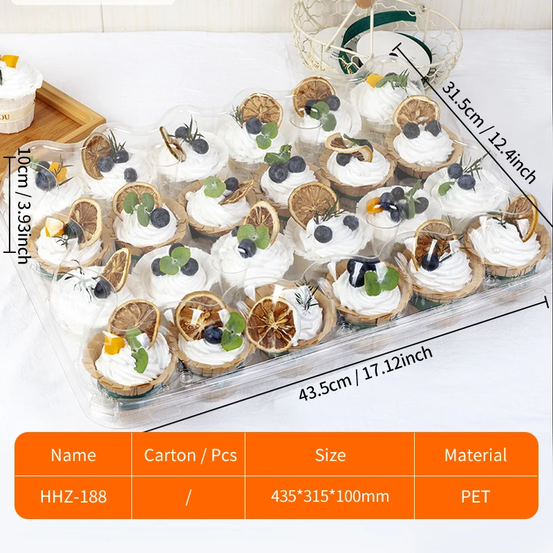 Top selling 1 2 4 6 12 count transparent plastic cupcake container dessert muffin box for food packaging