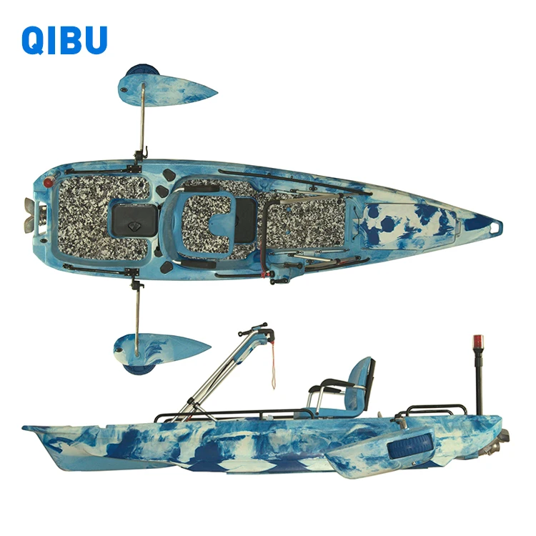 QIBU  2022 Pro Angler Sit On Top Jet power Fishing Kayak With Paddle And Rudder System Included For Sale