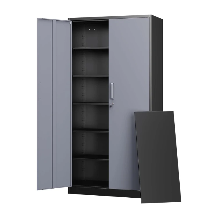 Metal Storage Cabinet 2 Door 6 Tier Steel Garage Tool Cabinet for Home Office Utility Room with Lock
