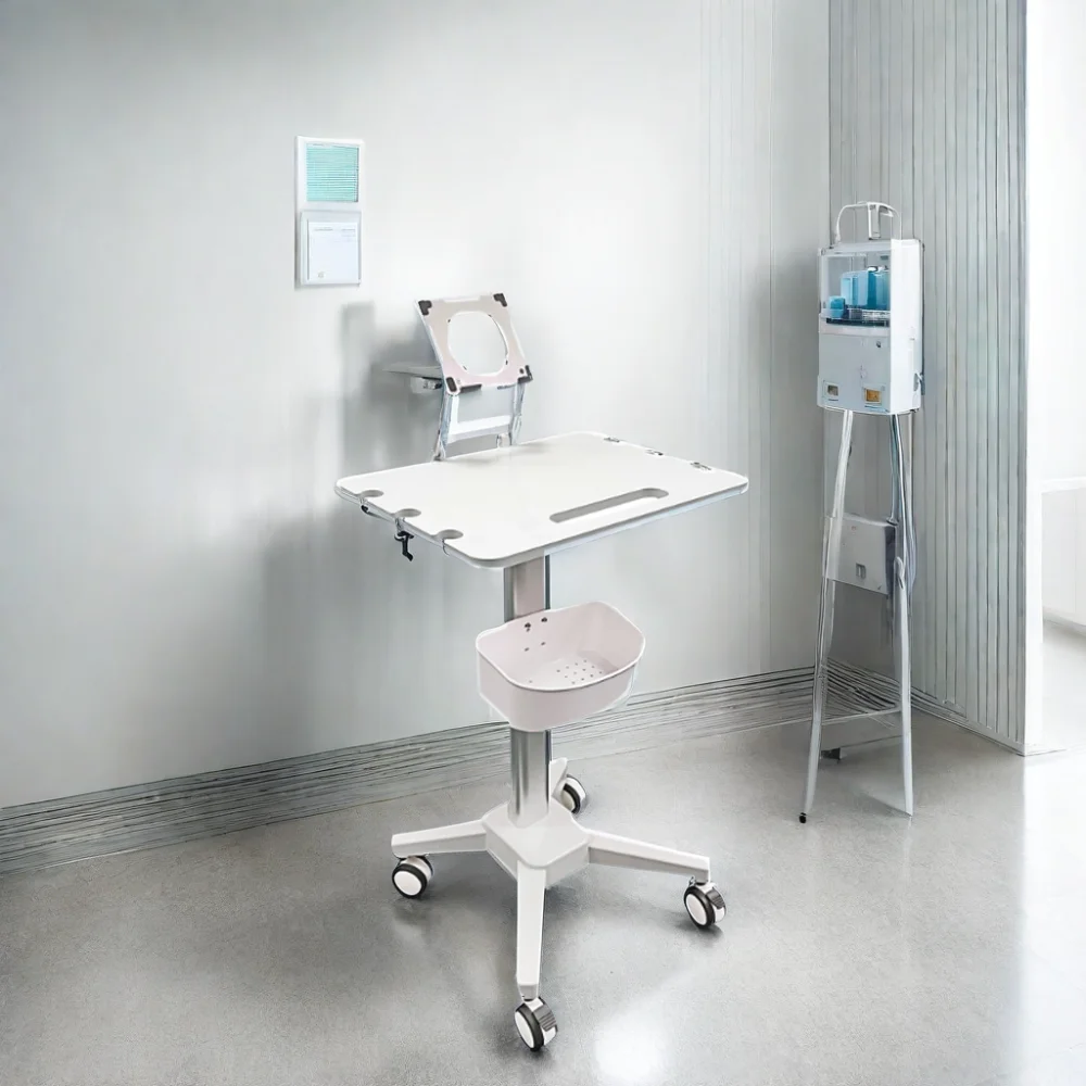 Aluminum Emergency Trolley ABS Panel Cart for Laptop Conference Endoscope Medical-Grade Hospital Furniture
