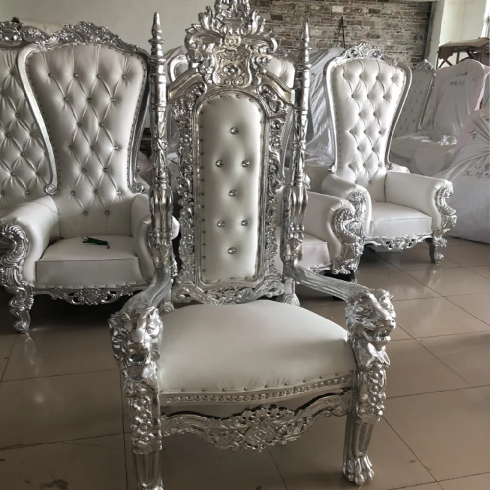 Недорогие Серебристые стулья King And Queen с высокой спинкой свадебные bjflamingo хорошего