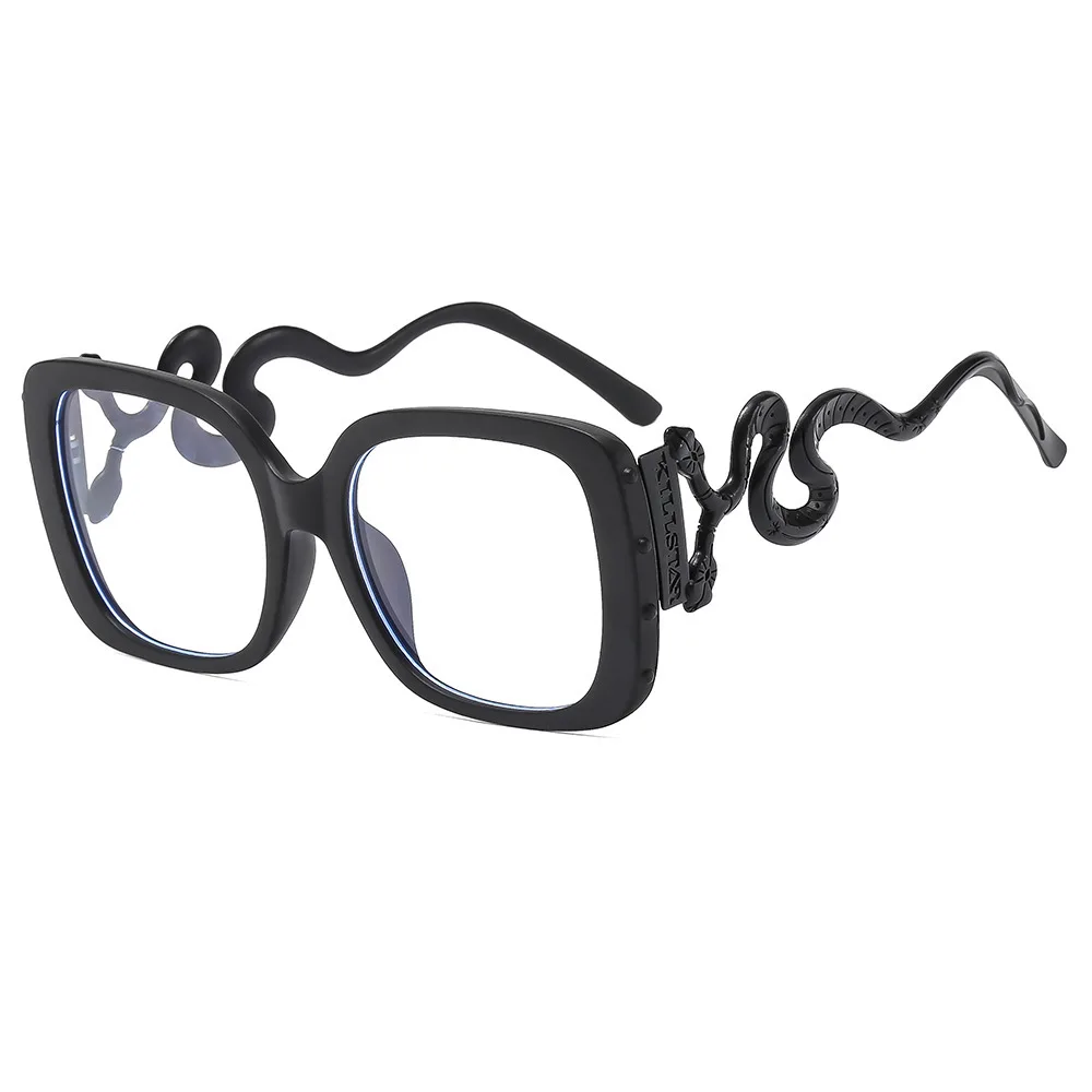 Unique snake frame Fashion luxury oversize large women glasses frame rectangle Square anti blue light computer glasses