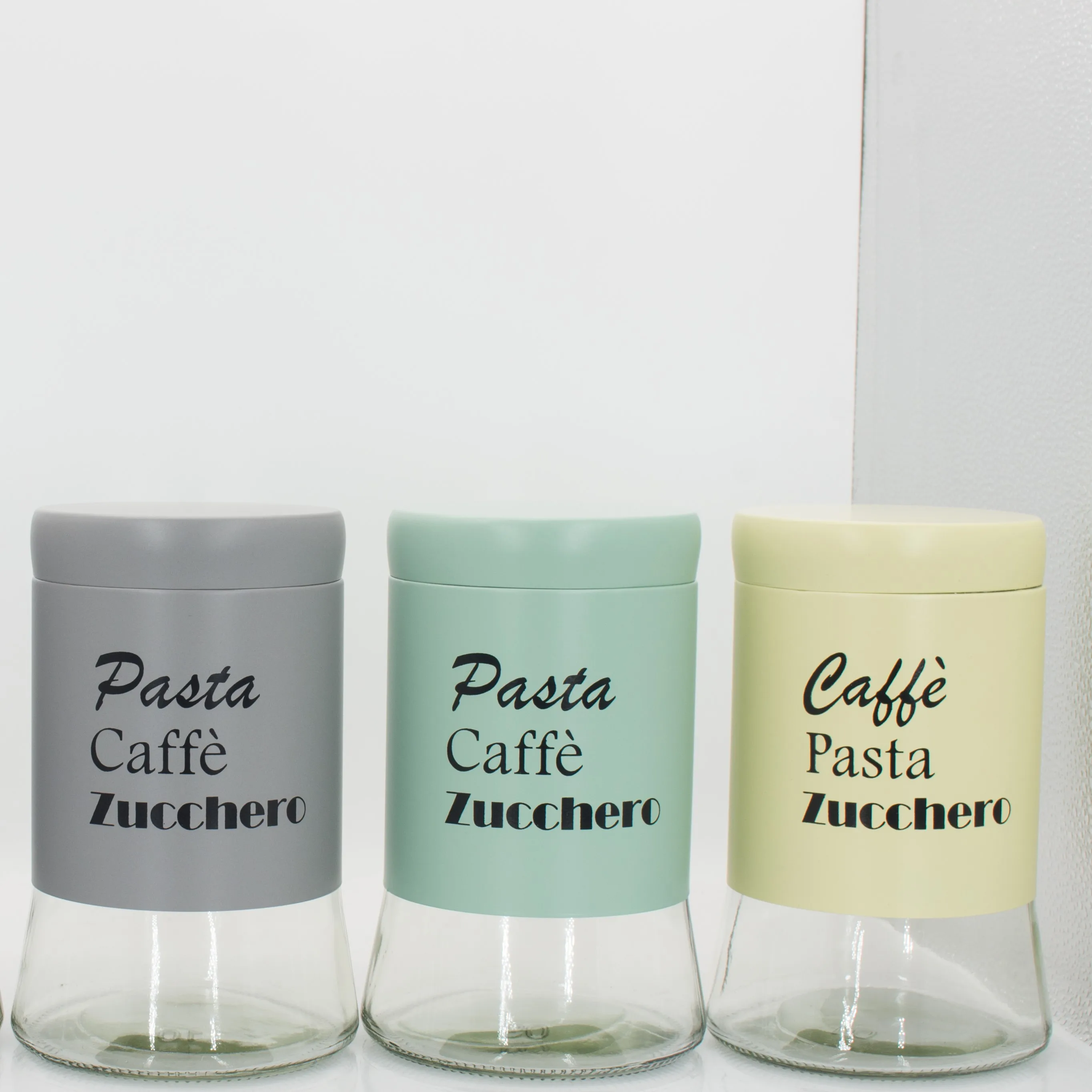 Wide Mouth Glass Jar Airtight Food Storage Container Coffee Tea  Sugar Stainless Steel Coated Jars Set
