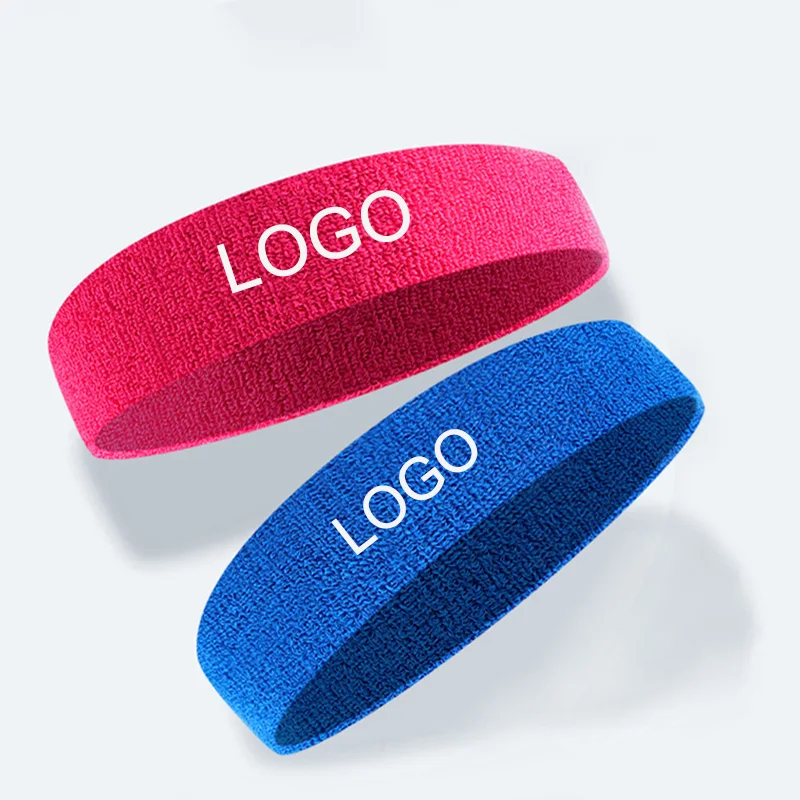 JuDing Unisex Cotton Sport Elastic Headband with Customized Logo Embroidered Cheap Cotton Headband Sweatband Women Men Wholesale