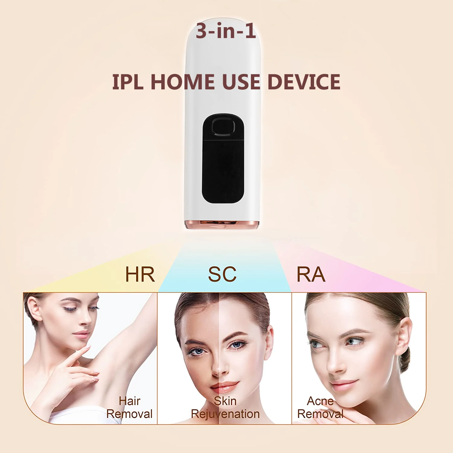 IPL Hair Removal for Women and Men, Laser Permanent 3-In-1 Face Leg Arm Back Whole Body Hair Remover, 990,000 Flashes