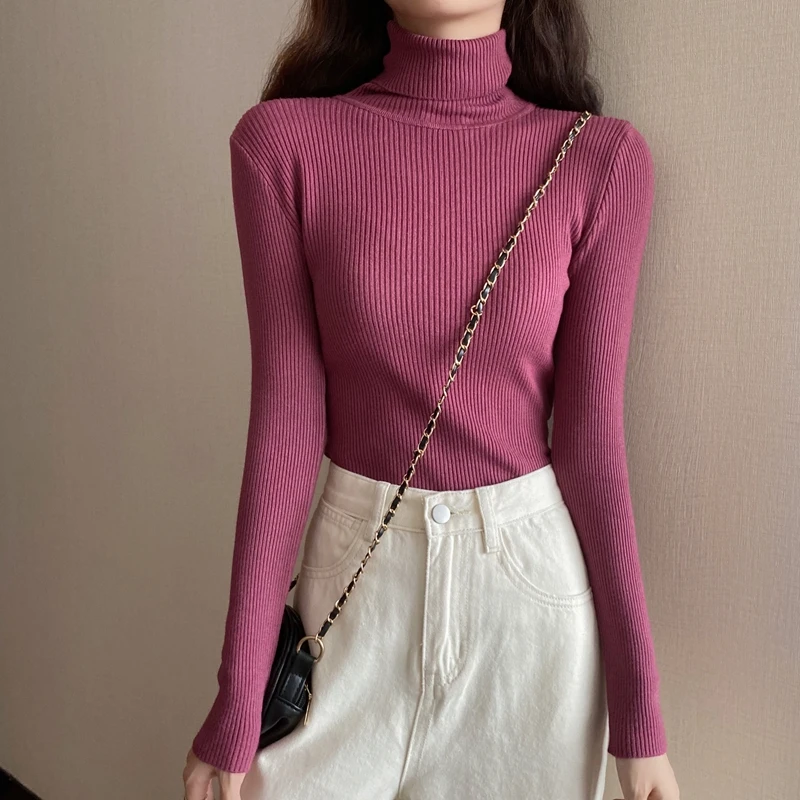 
2020 autumn and winter new slim high-neck long-sleeved sweater turtle neck sweater women turtle neck sweater 
