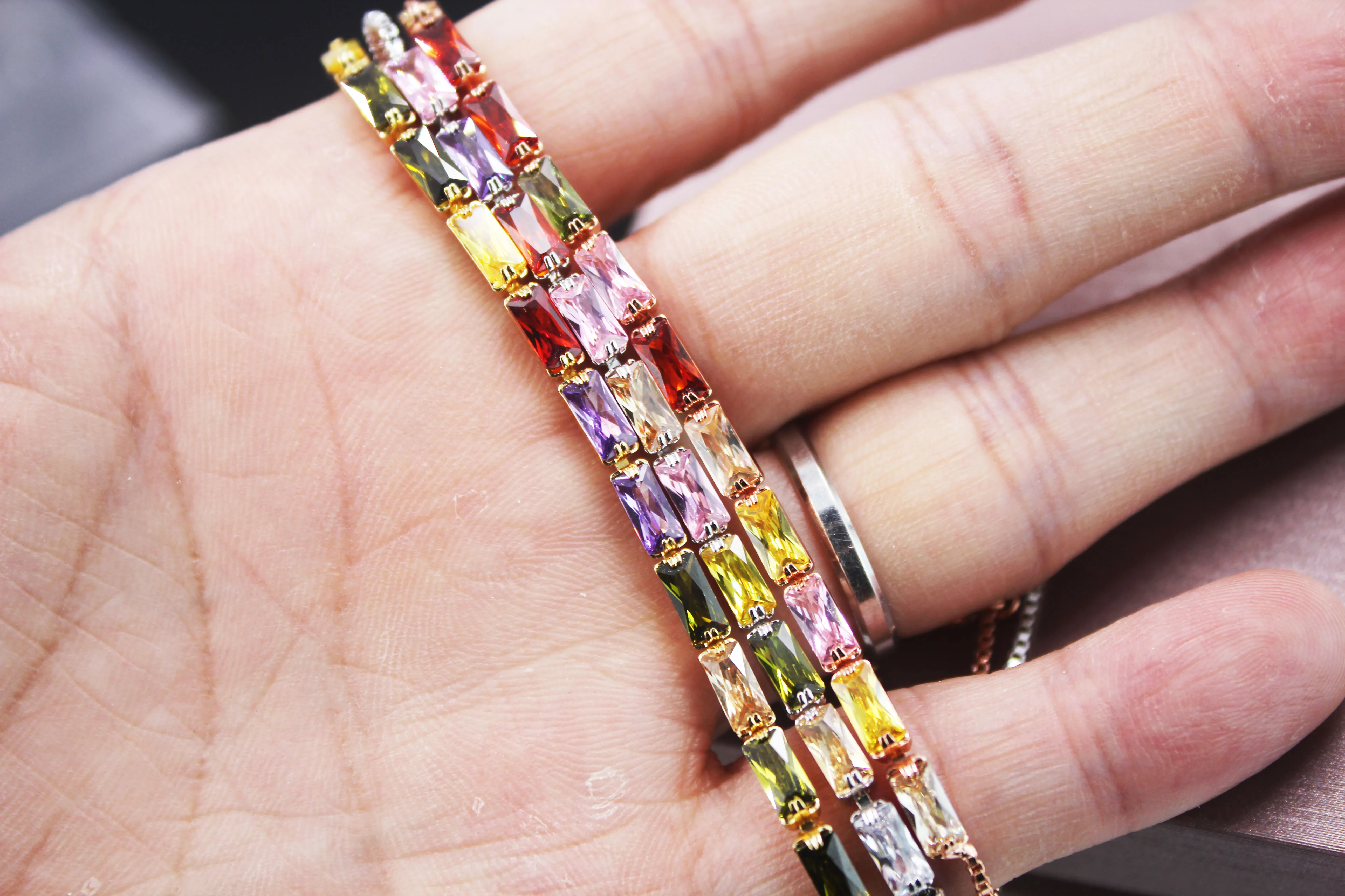 BMZ 2024 New top grade quality colorful crystal stones bling adjustable wrap tennis bracelet