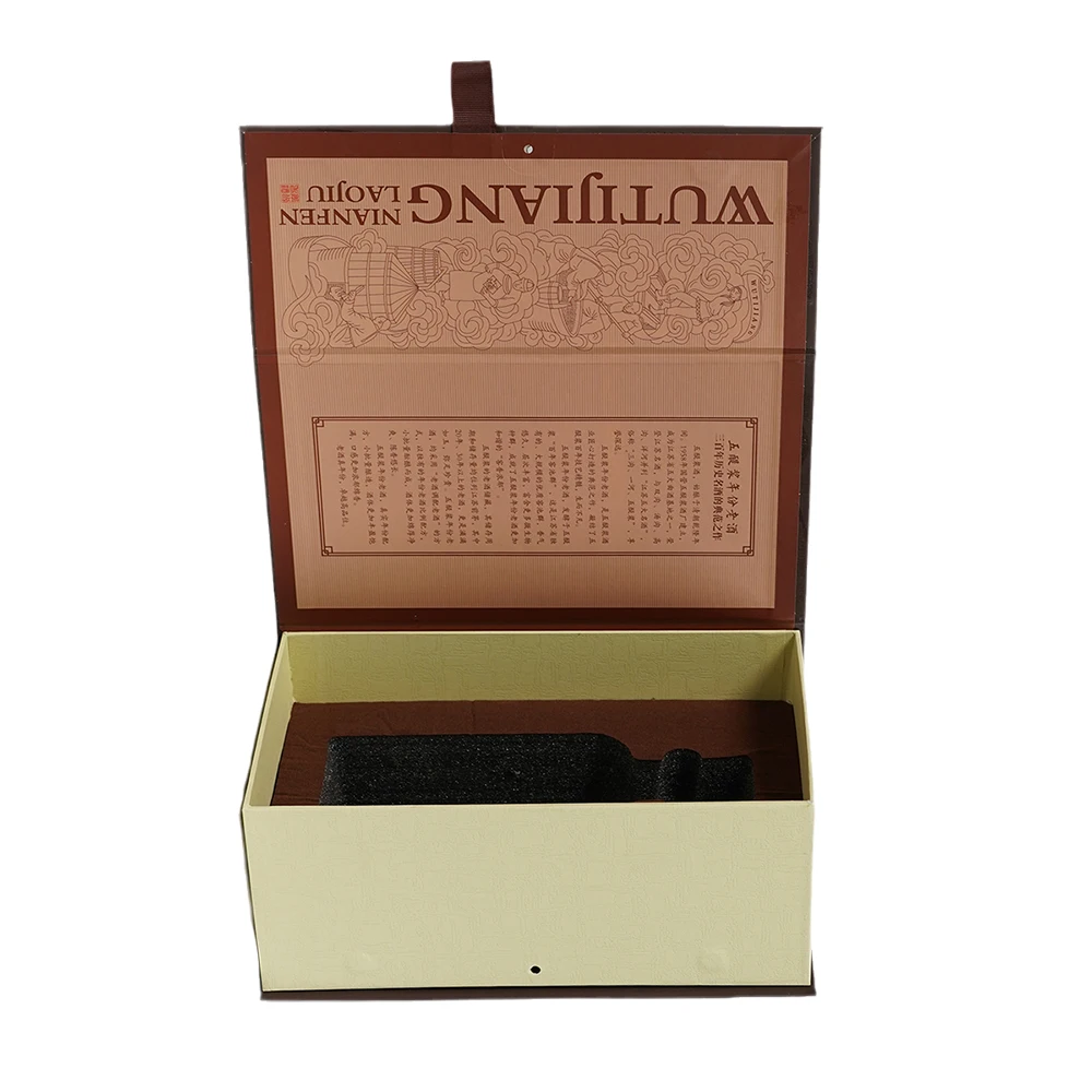 Custom box packaging - Wine box with Shaped tray - removable lid - Art paper and gold foil pressing