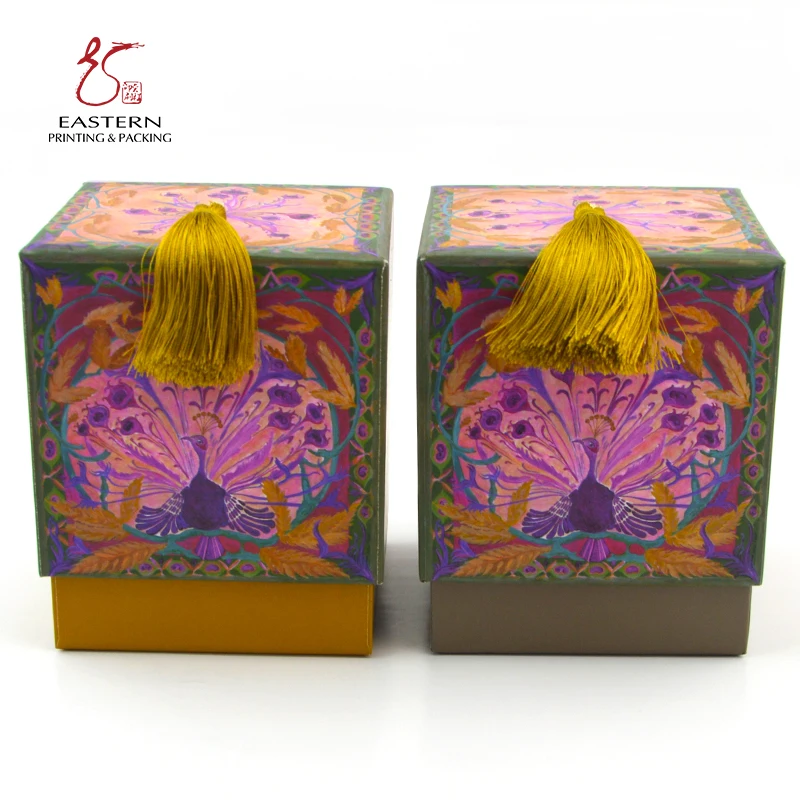 Elegant cardboard box color printing packaging candle jar lid gift packaging box with custom logo