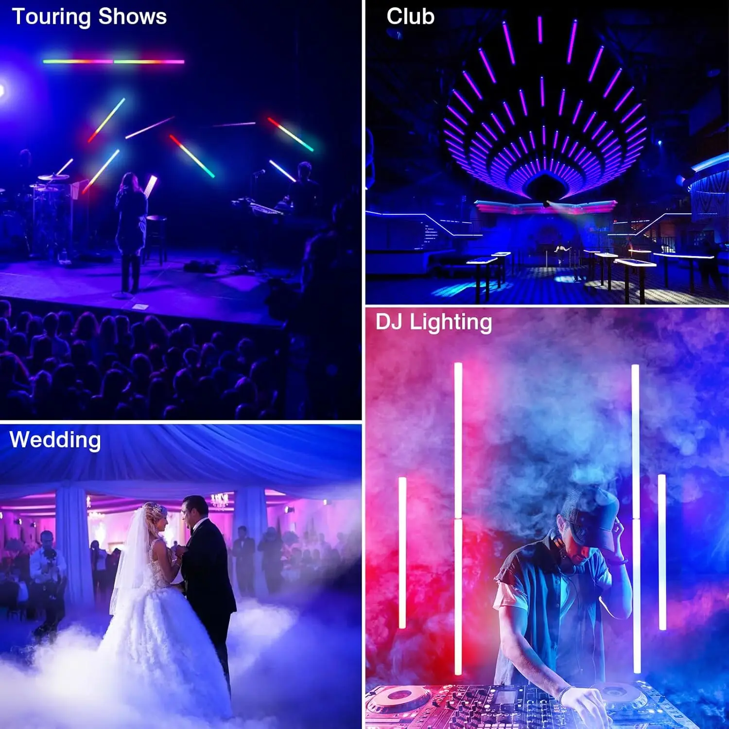 60W 90pcs RGB 3in1 LED Effect Light Bar Seamlessly Stackable DJ Light with Chasing Effects for DJ Stage Lighting Christmas Party