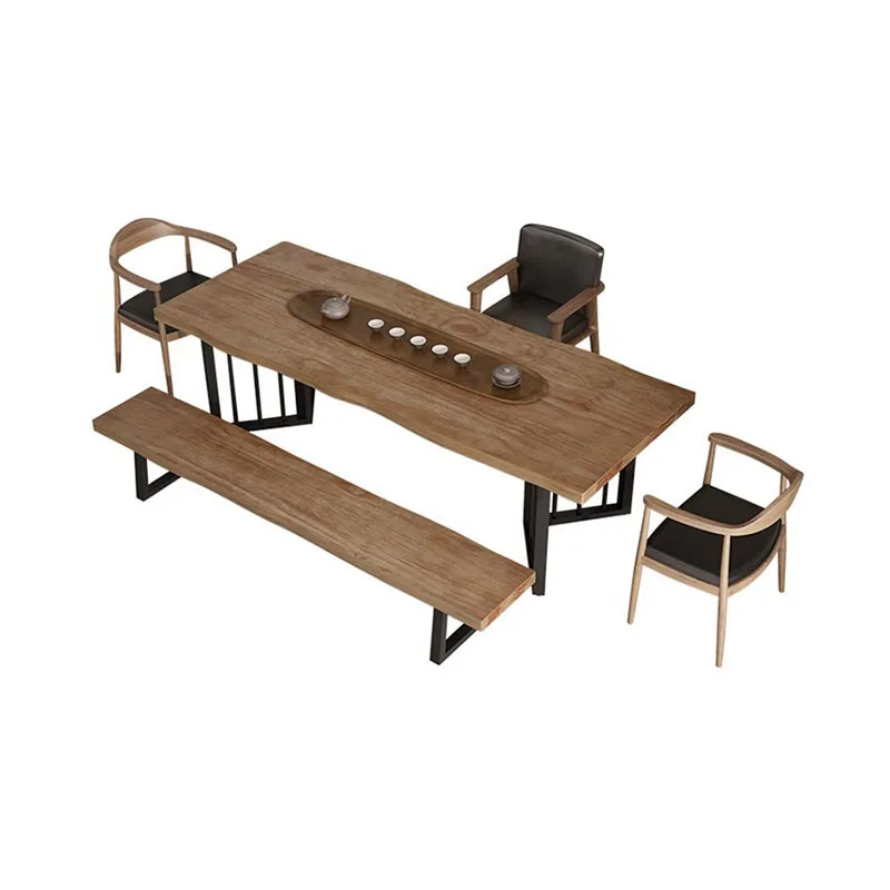 Modern simple home Chinese table and chair combination living room furniture solid wood tea table set