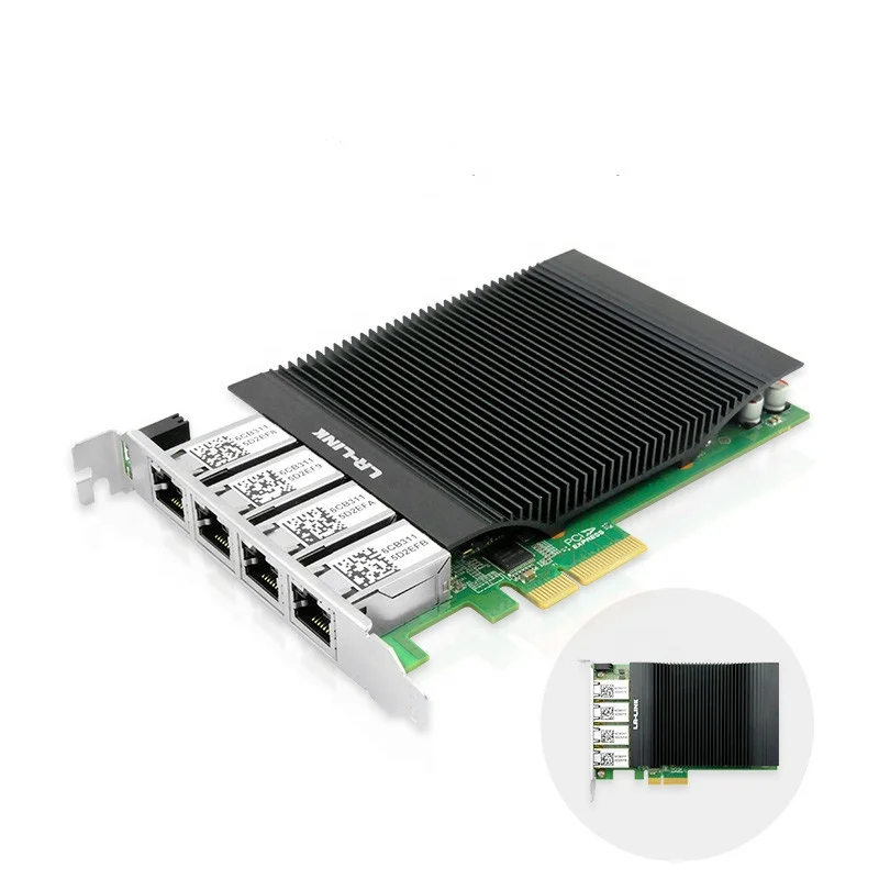 LR-LINK LRES2039PT-PoE PCIe x4 Frame Grabber Ethernet Adapter Quad Port PoE RJ45 Network Card