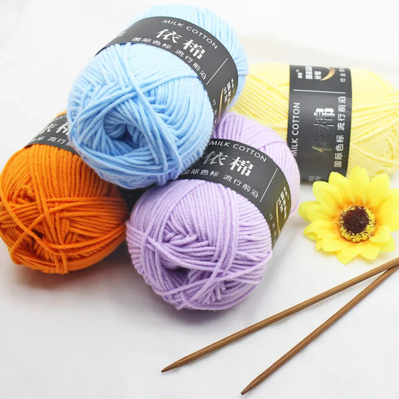 70 Colors 4 ply Blended Fancy Dyed Milk Cotton Worsted Knitting Baby Yarn Thick Crochet Yarn