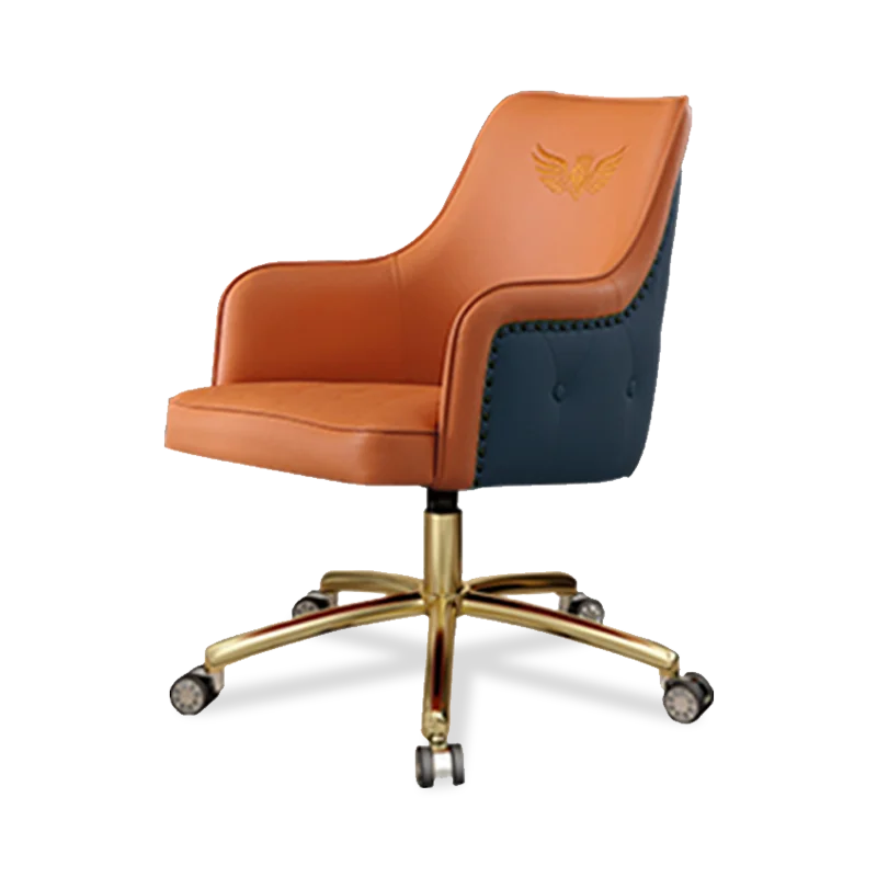 Luxury home metal leather computer, leisure, executive office, spin, gold games study desk and chair