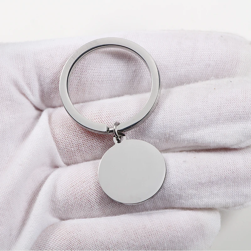 Mirror Polished Cheap Custom Logo Blank Stamp Key Chains Round Charm Keychains