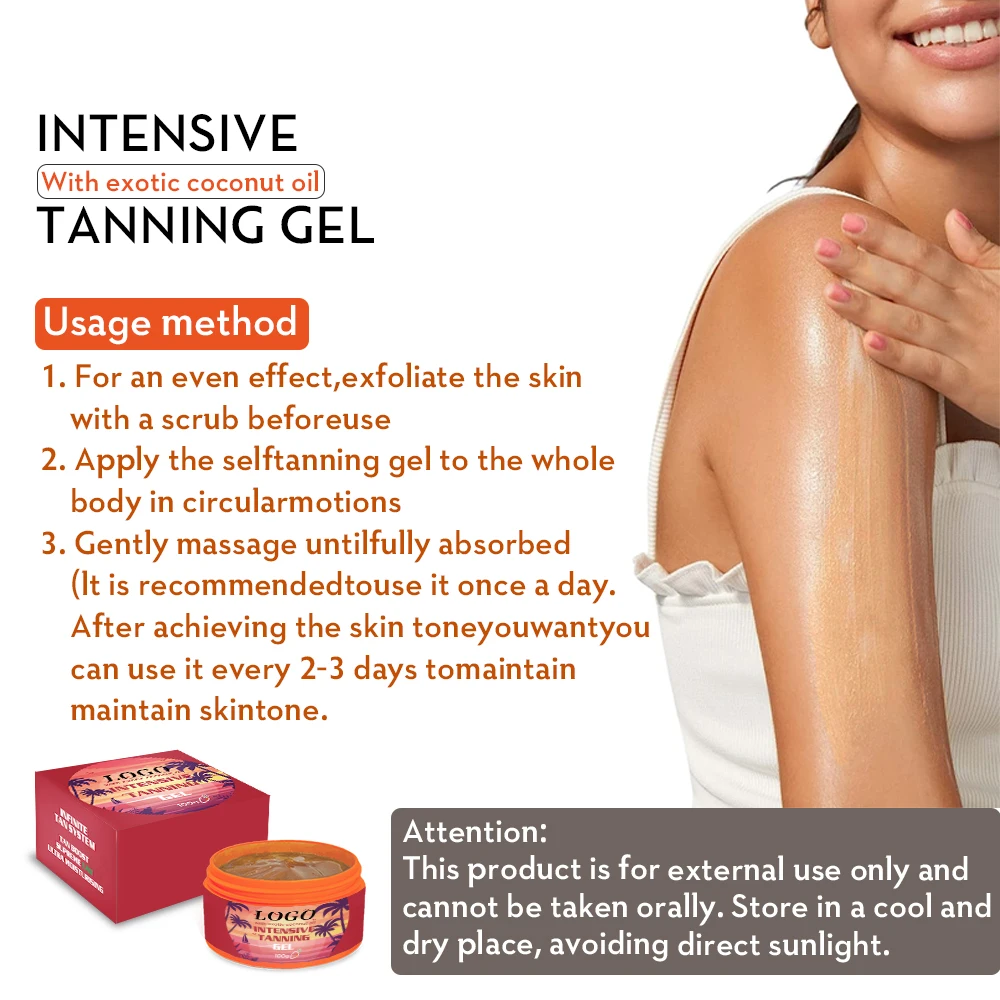 OEM ODM Custom Logo Self Tanning Tan Enhancer Gel Intensive Tanning Gel With Exotic Coconut Oil For All Skin Types