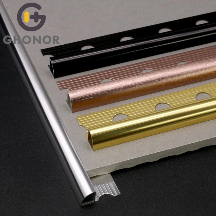 Hotsalemetal Aluminium Brushed Decorative Metal Close Edg Corner Tile Trim Alloy Line Decor With Holes Catalog Offered
