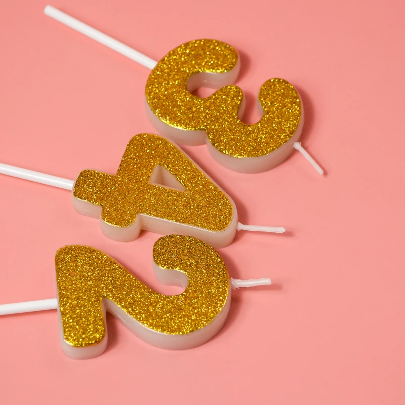 Latest Design Luxury Glitter number birthday candles with paraffin wax made