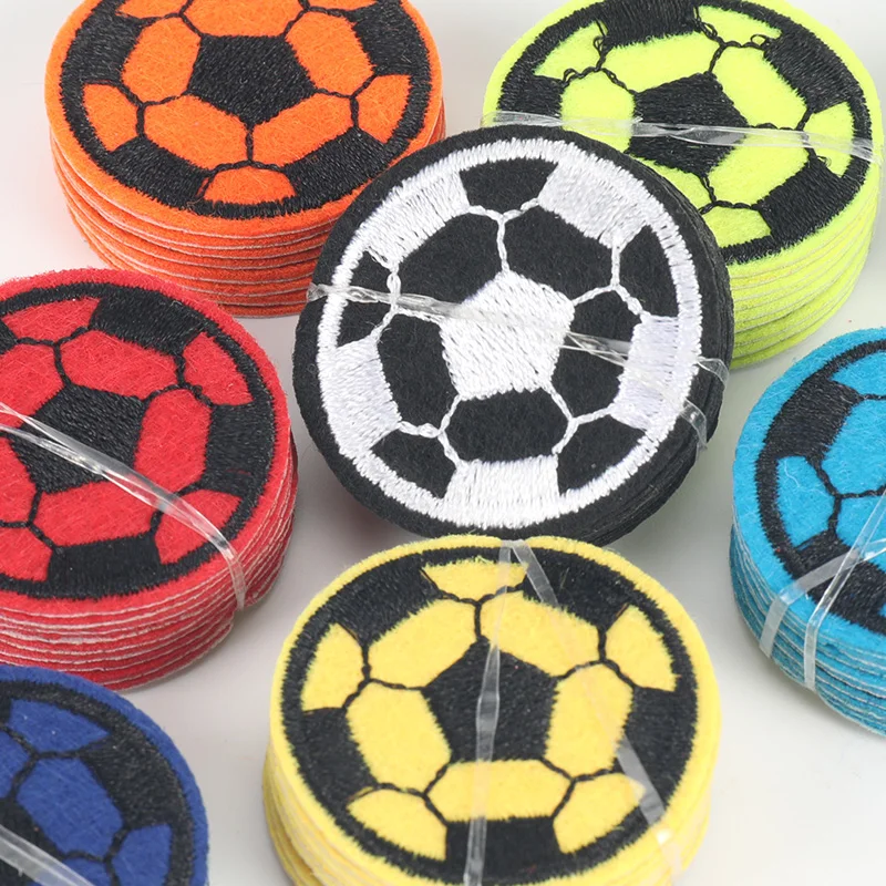 Hot Sale Football Embroidery Iron On Round Sports Team Patches For Jersey Hat