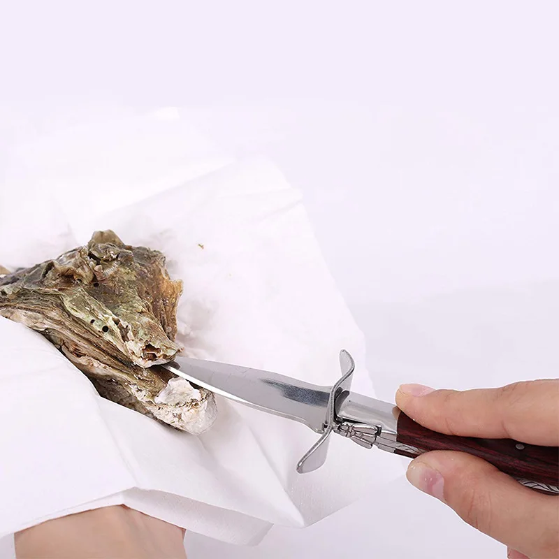 Seafood Tools Oyster Shucking Knife With Wood-Handle And Cut Resistant Gloves Oyster Knife Shucker Set