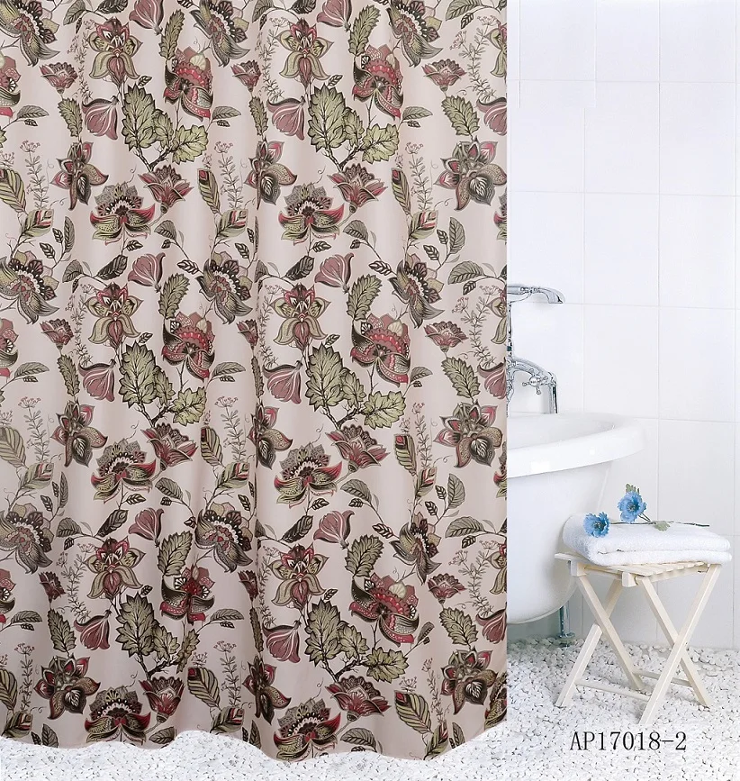 Hot Sell Digital Printing Mildew Resistant Soft Touch Waterproof Polyester Fabric Shower Curtain