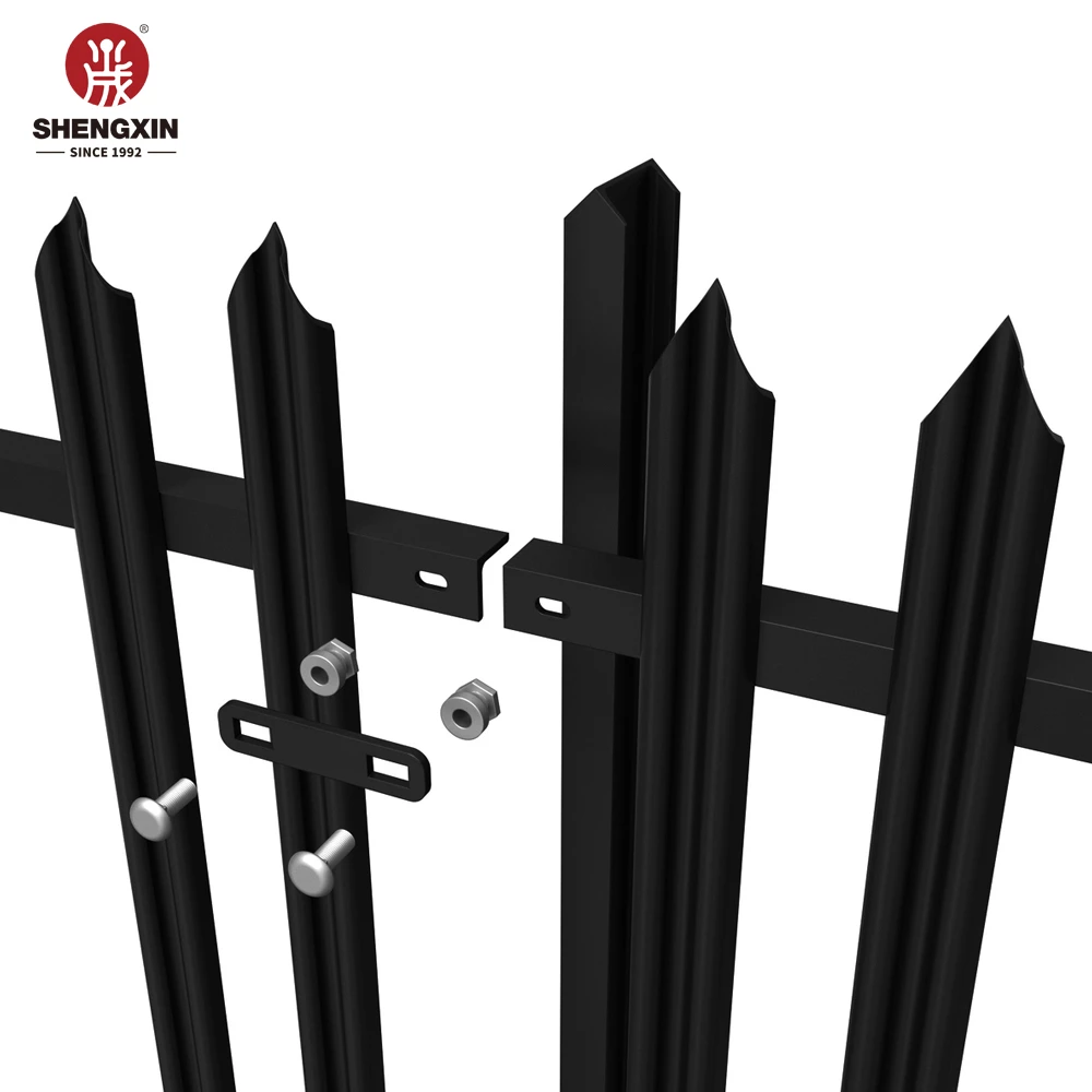 Green/ Black Powder Coated Steel Industrial Galvanized Palisades Fence