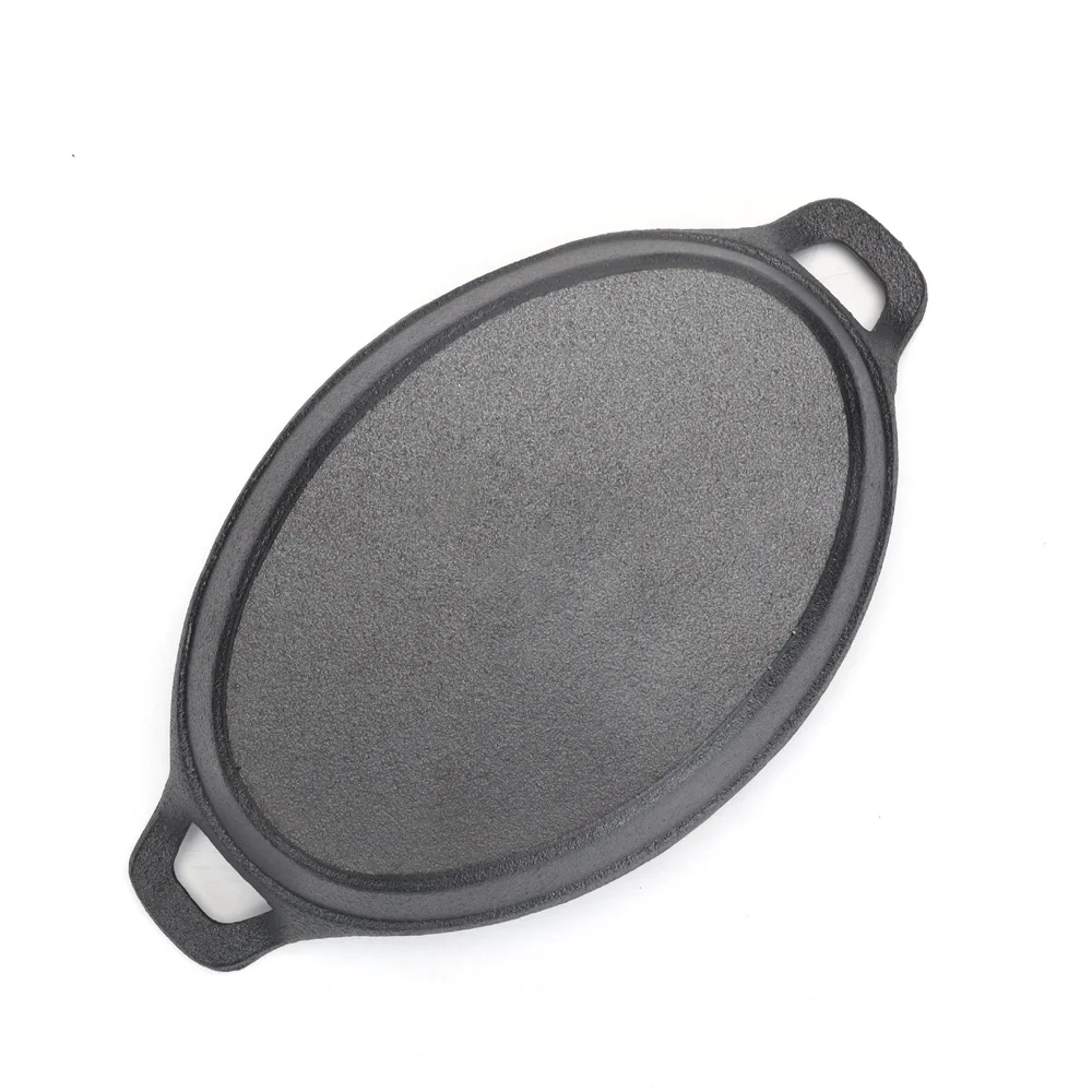 hot sale cast iron oval sizzle serving dish frying pan set high quality skillet pan cast iron cookware set