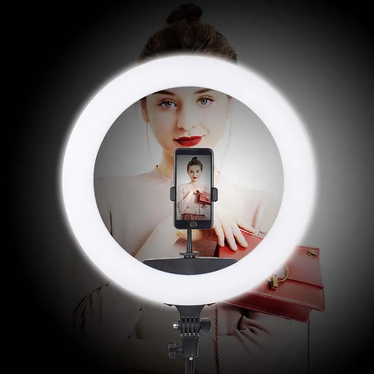Made in China Factory 18 inch makeup ringlight bi-color large photography led ring light lamp with tripod stand for cell phone