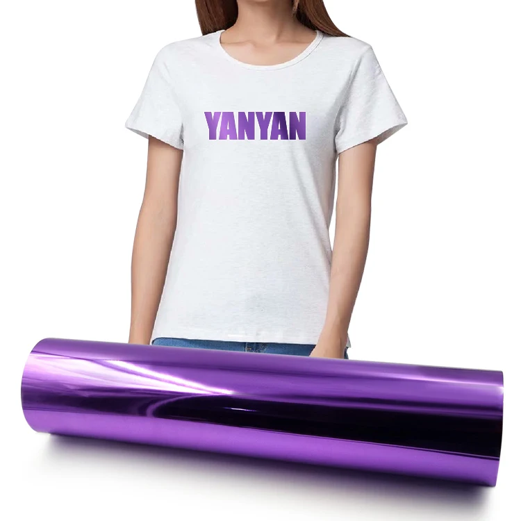 Korea Quality Fabrics Iron On Hot Vinyl Violet Glitter PU Metallic Heat Transfer Film for Tshirt Garment