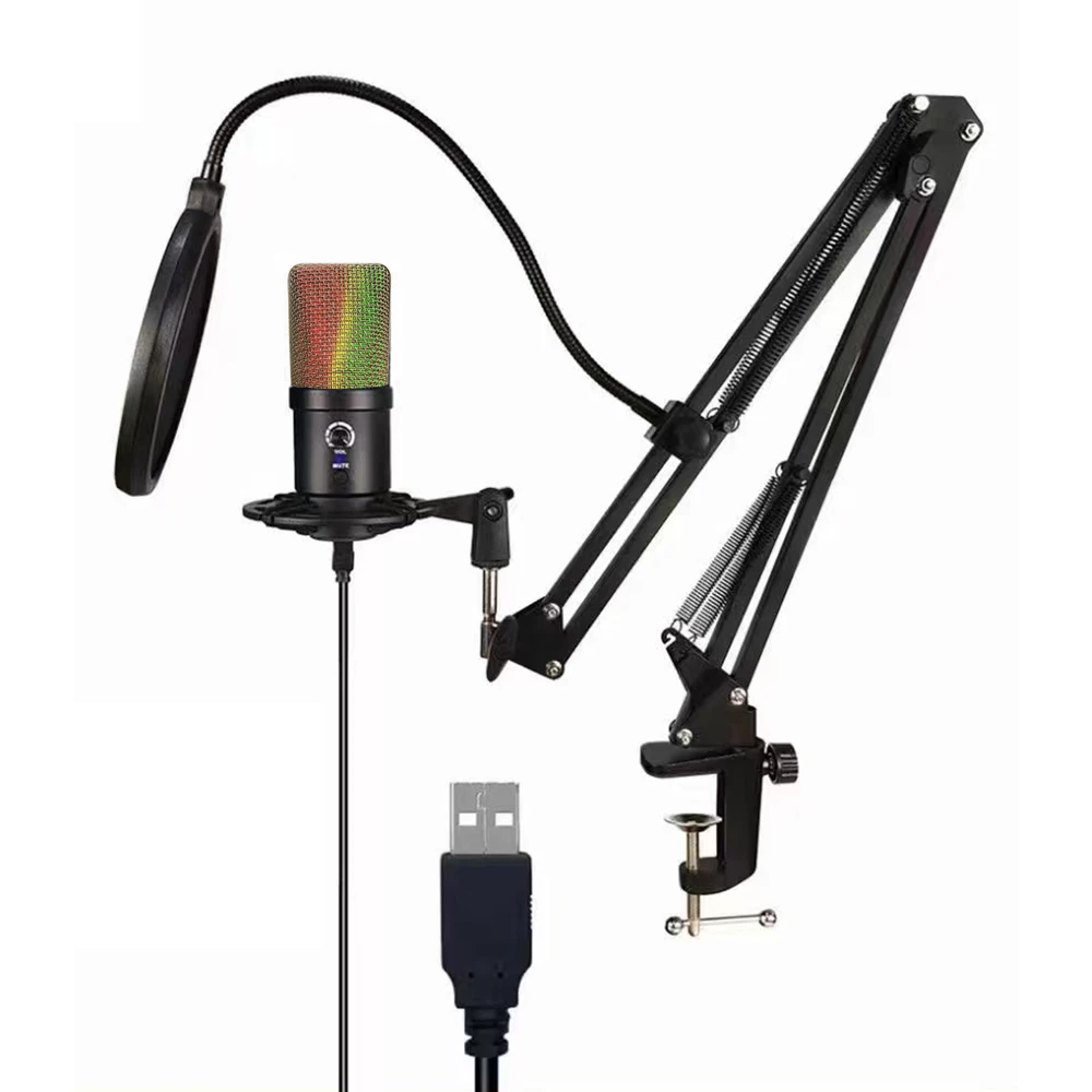 Mu780 USB микрофон прямая трансляция микрофон Профессиональная студия микрофон караоке запись конденсатор микрофон RGB игровой микрофон