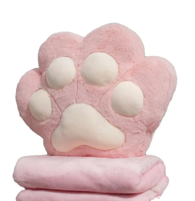 Top quality plush cat paw plush pillow Blanket two-in-one cat paw hand warmer office nap thicken cat paw pillow