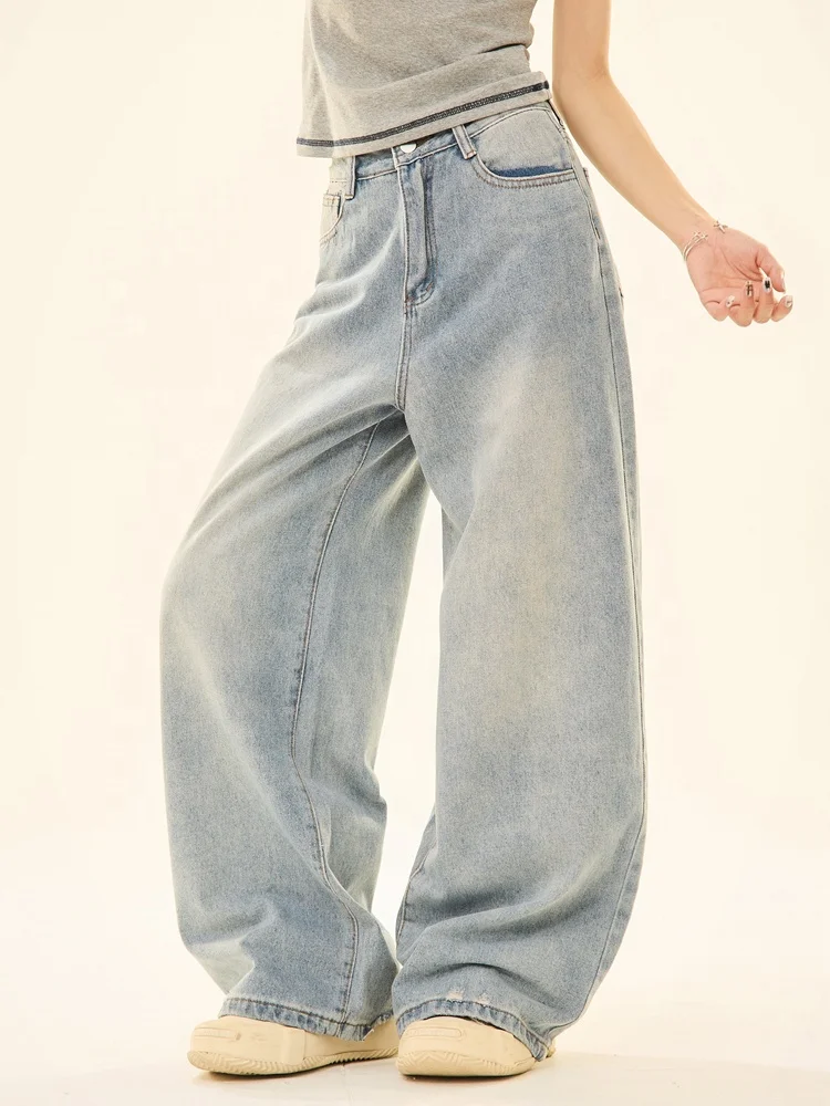 High Waisted Baggy Jeans for Women Big Size Jean Trousers Women Loose Fit Jeans Supplier