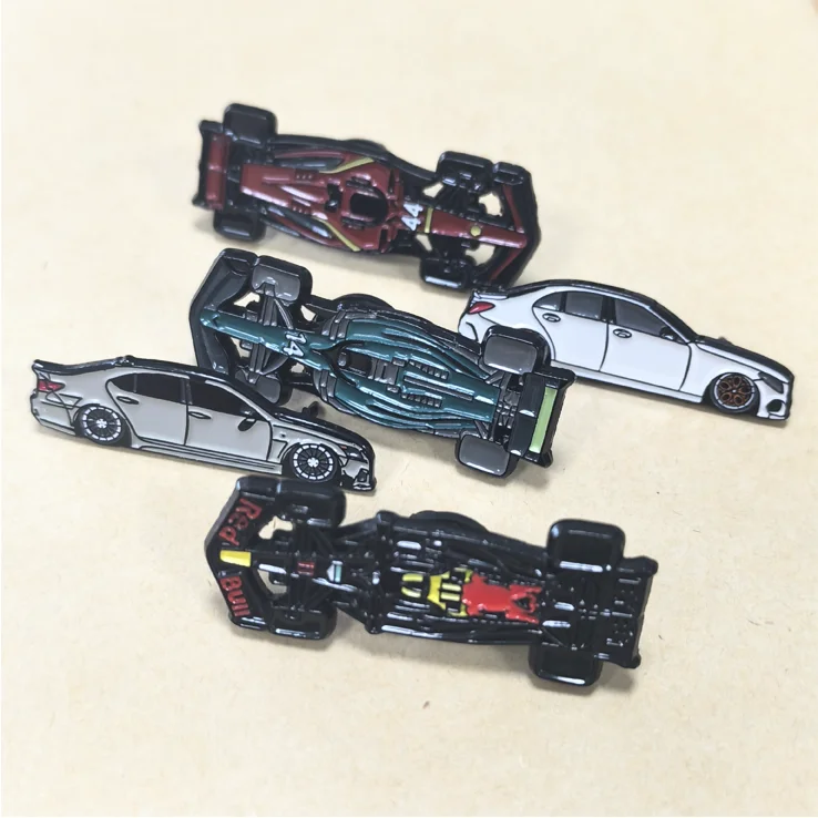 High quality dye black plating metal hat brooches custom car shape pin badge soft enamel lapel pins