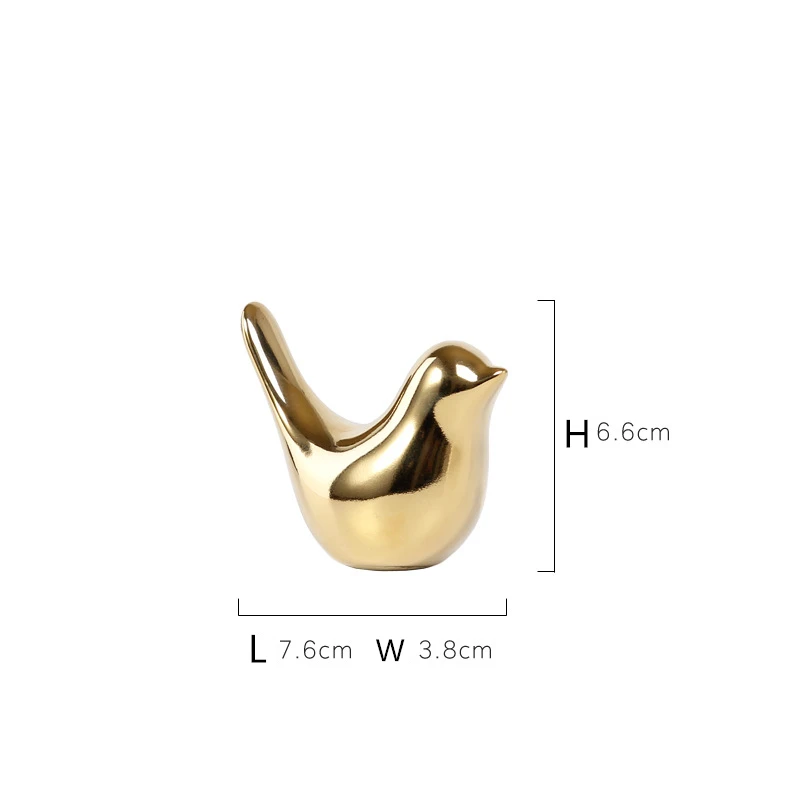 Golden Ceramic Little Bird Figurines Craft Home Decor Animal Sculptures and Statues Handmade Artware Gift Decorations