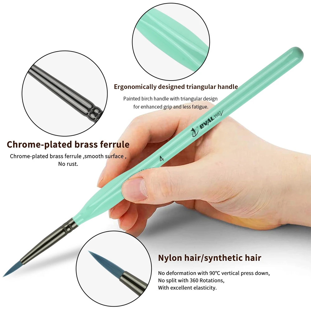 Synthetic Nylon Triangle Wooden Handle Detail small micro detail art brush miniature painting kit thin custom paint brushes